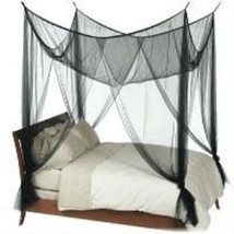 Black 4-Post Canopy Bed Mesh Netting Net - Fits size Full Queen and King - £67.23 GBP