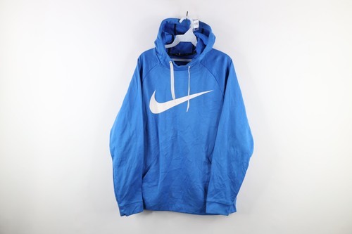 Nike Dri-Fit Mens Size Medium Distressed Big Swoosh Logo Hoodie Sweatshi... - $29.65