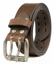 TOBACC Men’s Grain Leather Belts Men Genuine Solid Workmen 1.5inch Width... - £17.91 GBP