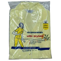 Vintage 20th Century Wear Floral Embroidered Nylon Pajama Set Yellow 36 ... - $39.55
