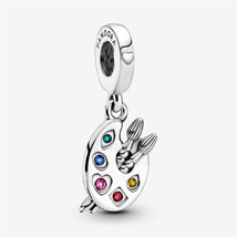 S925 Sterling Silver Artist&#39;s Palette Dangle Charm,Delicate Gift,Gift fo... - $13.99
