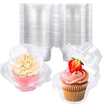 50 Pack Individual Cupcake Containers Plastic Cupcake Boxes Cupcake Holders Stac - £15.81 GBP