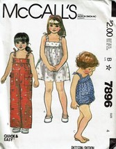 McCalls Sewing Pattern 7896 Dress Jumpsuit Romper Toddler Child Size 4 - £7.02 GBP