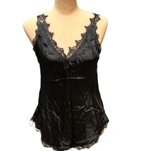 Femme Fatale Black Satin Small Lace Trim Camisole Italy - £31.95 GBP