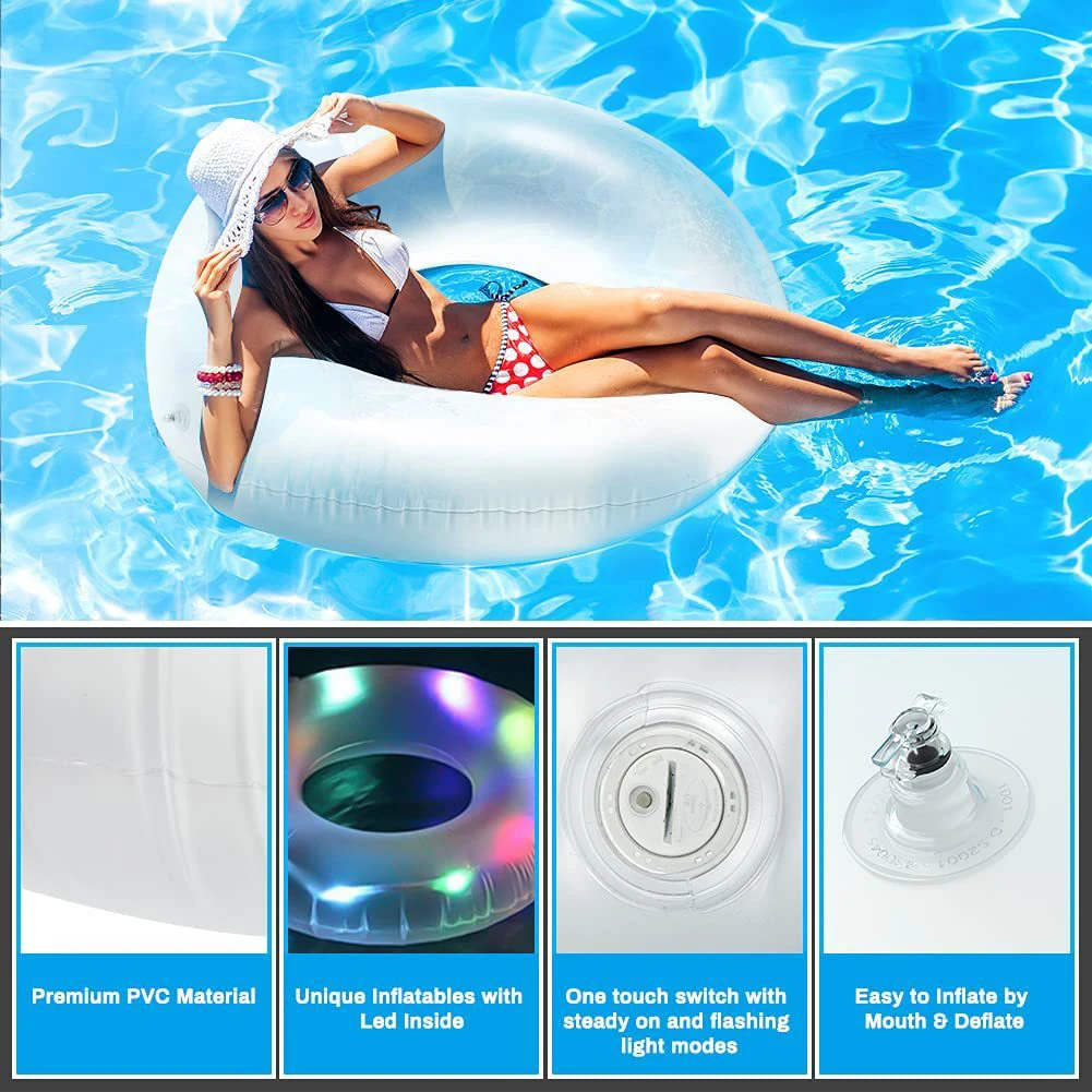 Underarm Inflatable Luminous Colored Light Swimming Circle Transparent - £16.63 GBP+