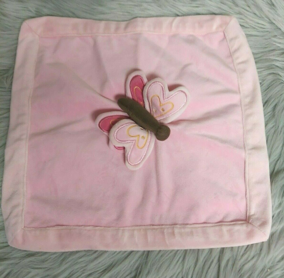 Amy Coe Pink Butterfly Baby Lovey Security Blanket Plush Size 14" x 14" - £10.24 GBP