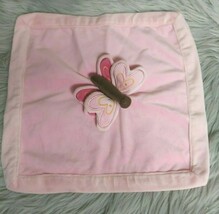 Amy Coe Pink Butterfly Baby Lovey Security Blanket Plush Size 14&quot; x 14&quot; - £10.24 GBP