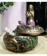 Mermaid Tefiti Praying Round Jewelry Box Figurine Small Nautical Starfis... - $430.02 MXN