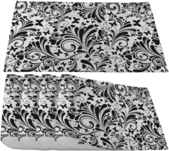 Moslion Black Floral Placemats,Abstract Flowers and Butterflies on White Blackgr - £17.58 GBP