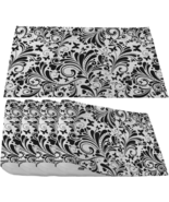 Moslion Black Floral Placemats,Abstract Flowers and Butterflies on White... - £17.70 GBP