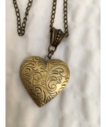 Antique Brass, Heart, Locket, 1&quot;, 16&quot; chain  LC8 - $11.99