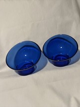 Slanted Cobalt Blue Glass Votive Candle Holder Modern MCM Set 2 - £19.35 GBP