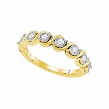 10kt Yellow Gold Womens Round Diamond Cascading Band Ring 1/3 Cttw - £324.00 GBP