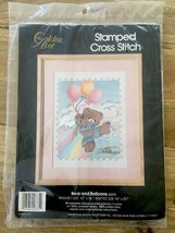 Golden Bee Stamped Cross Stitch Kit BEAR and BALLOONS #20375 Sealed Vintage 1989 - £10.80 GBP