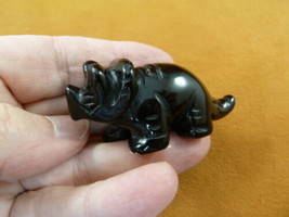 (Y-DIN-TR-730) Black Onyx Triceratops Dinosaur Carving Gemstone Gem Figurine - $17.53