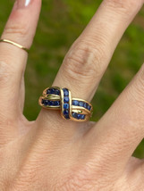 1Ct Lab-Created Blue Sapphire Cluster Wedding Band Ring 14K Yellow Gold Plated - £95.43 GBP
