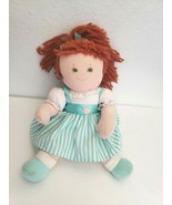 Eden Doll Plush Toy Aqua Blue Stripe Dress Poseable Auburn Yarn Hair Stu... - £18.16 GBP