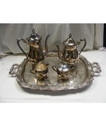 Vintage Hanson Silver Plate Coffee Service Tray Sugar Creamer 2 Pots 5-west - €211,10 EUR