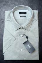 Hugo Boss Men&#39;s Luka Short Sleeve Regular Fit Olive Cotton Casual Sport Shirt M - £52.10 GBP