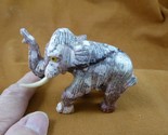 (Y-WOO-401) Gray red tan Woolly Mammoth figurine stone gemstone SOAPSTON... - $33.65