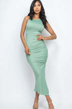 Green Bay Sleeveless Ruched Side Split Bodycon  Beach Party Maxi Dress - £14.95 GBP