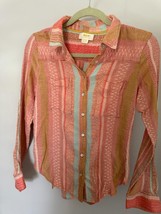Anthropologie Maeve Calipatria Button-Up Shirt Womens 6 Pink Striped - £8.15 GBP