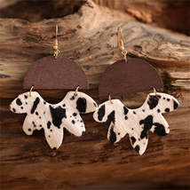 White &amp; Wood 18K Gold-Plated Cow-Print Flower Drop Earrings - £7.96 GBP