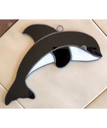 Vintage Black/White Stained Glass Orca Whale Sun Catcher (7.75&quot; L) - €9,98 EUR