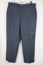 Lands End 34x30 Blue Traditional Fit Cuffed 100% Wool Comfort Waist Pants - $29.60