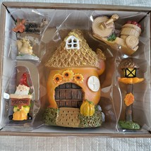 Fall Fairy Garden Set, Sunflower Fairy House, Tiny Gnome Hut, Autumn Fairy Decor image 2