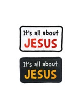 It&#39;s All About Jesus Embroidered Iron On Patch 3.25&quot; or 4.25&quot; - £4.70 GBP