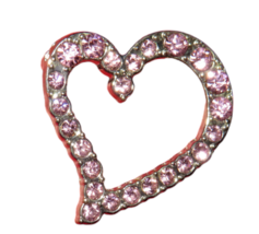 Pink CZ Silver Tone Heart Brooch Pin Gift Box - £7.89 GBP
