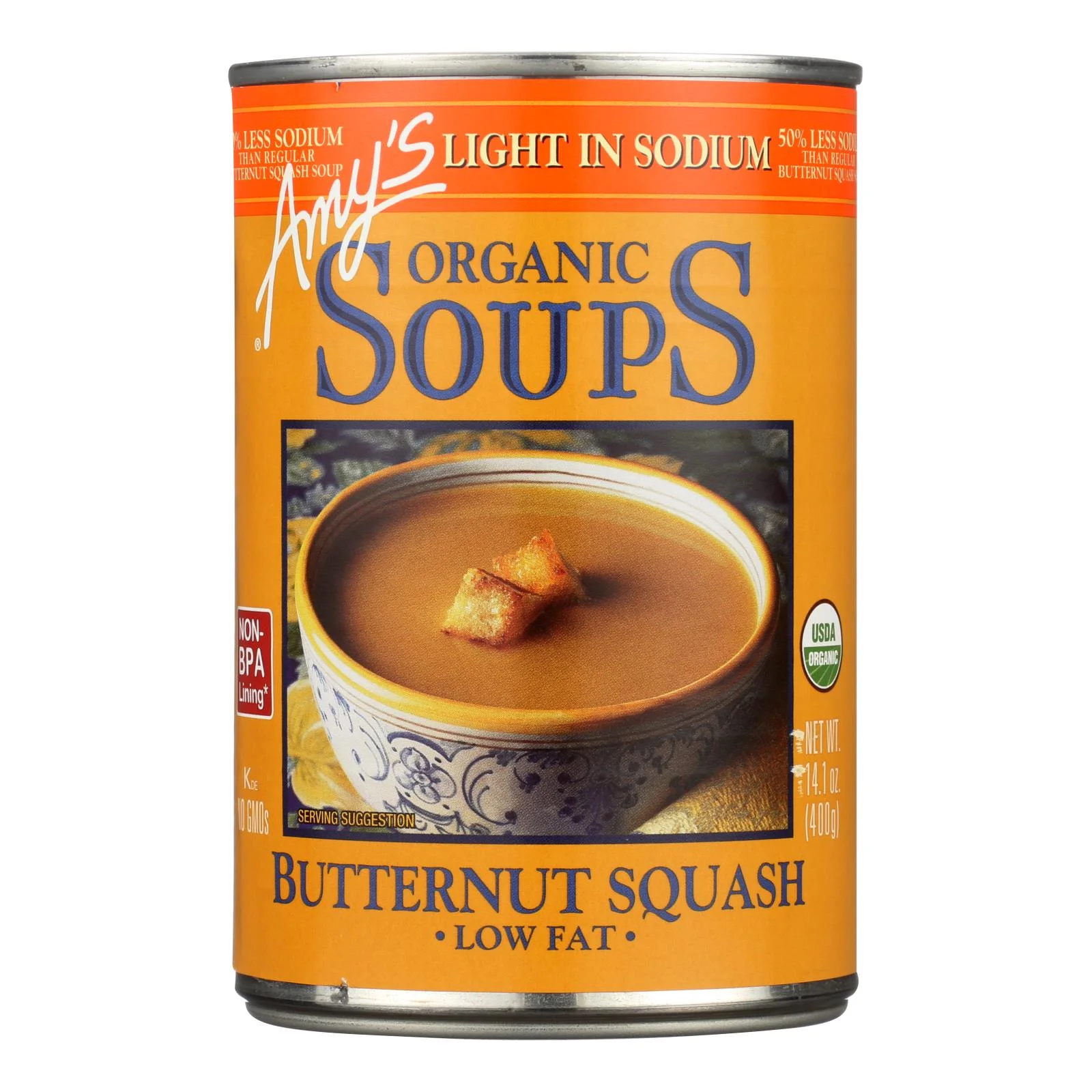 Amy's Organic Butternut Squash Soup, 14.1 oz Can Case 12, low salt, low fat - $78.99