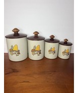 Vintage West Bend Aluminum Mushroom Canister Set Lot of 4 Mid Century Wo... - $49.54