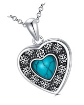 Heart Locket Necklace That Holds 2 Pictures 925 Gift - £173.65 GBP