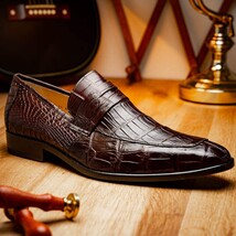 Men's Shoes Matteo Genuine Alligator Slip-On Loafer Brown image 9