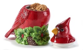 Red Cardinal Cookie Jar 11" High Bird Shaped Ceramic Winter Kitchen Baking Gift  image 2