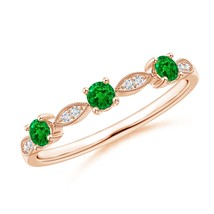 ANGARA Lab-Grown Ct 0.28 Emerald &amp; Diamond Marquise and Dot Ring in 14K ... - £428.52 GBP