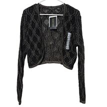Jeanne Pierre XL Black Metallic Cropped Y2K Style Shrug Goth Glam Fairy ... - $24.99