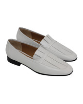 The Row Adam Pleat Moccasin Flats In Leather Women White 37.5 - £491.60 GBP