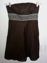 Loft Ann Taylor Ladies Strapless Brown SUNDRESS-6P-NEW TAG-EMBROIDERY-A-LINE - £8.27 GBP