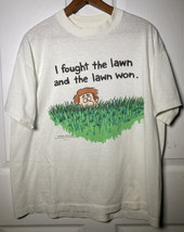 Vtg 90&#39;s Shoebox Grettings &quot;I Fought The Lawn &amp; The Lawn Won” T Shirt Size Xl - £15.69 GBP