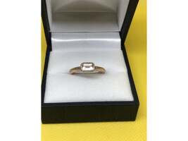 925 Sterling Silver Rose Gold Plated CZ Ring Size 6.5 - $25.02