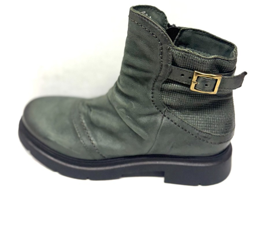 MIZ MOOZ LEATHER BUCKLE ANKLE BOOTS SIDE ZIP FOREST GREEN  37EU / 7US  # Z-17 Item image 3