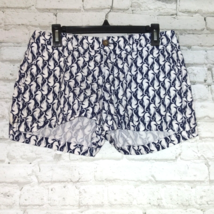 Old Navy Shorts Womens 6 Blue White Nautical Seahorse Low Rise 100% Cotton - £12.75 GBP