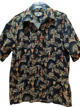 Campia men button front L large tropical beer cocktails Hawaiian shirt b... - $13.50