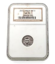 2002 1/10 Oz. Aquila In Platino Valutata Da NGC Come MS-70! Data Chiave! - $10,991.31 MXN