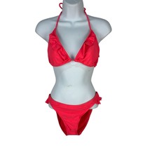 OP Pink Two-Piece Bikini Set With Ruffle Halter Top &amp; Side-Tie Bottoms S... - $19.65