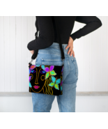 Butterflies Abstract Art Vegan Leather Crossbody Bag Purse Handbag Shoul... - £51.13 GBP