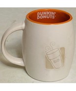 Dunkin&#39; Donuts Vintage Ceramic Coffee Mug 2012 Engraved Orange White Let... - $16.82